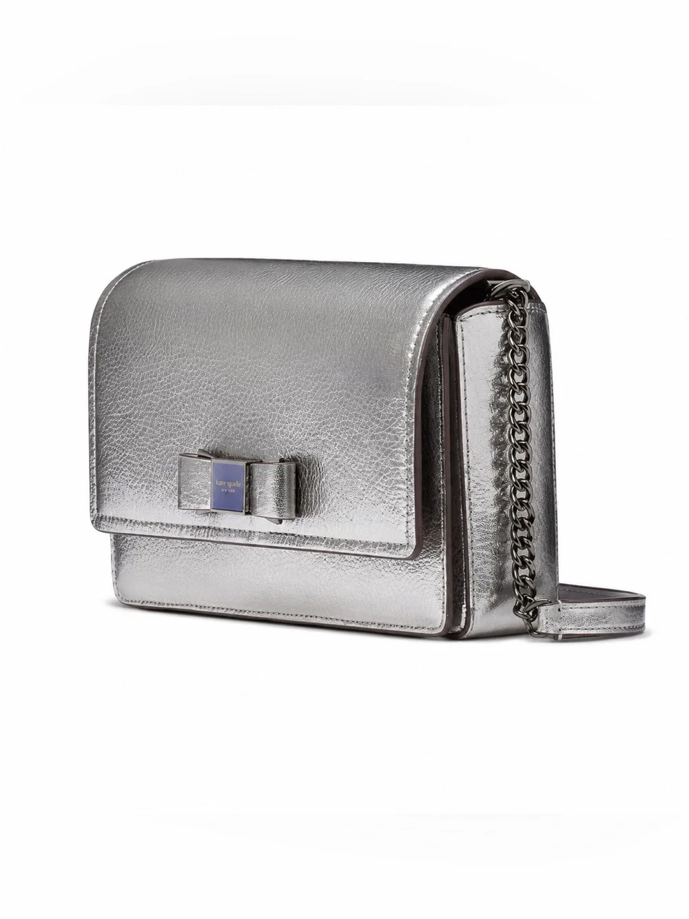 Kate Spade Chic New York Metallic Leather Flap Chain purse NWT Snap closure